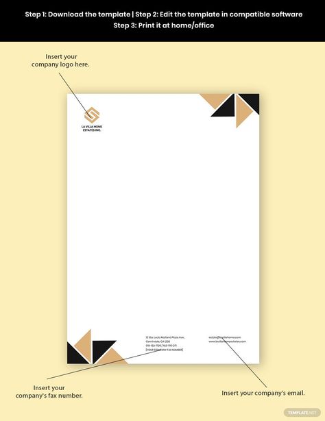 Luxury Real Estate Letterhead Template Real Estate Letterhead, Letterhead Format, Company Letterhead Template, Professional Letterhead, Business Letterhead, Company Letterhead, Letterhead Business, Letterhead Template, Letterhead Design