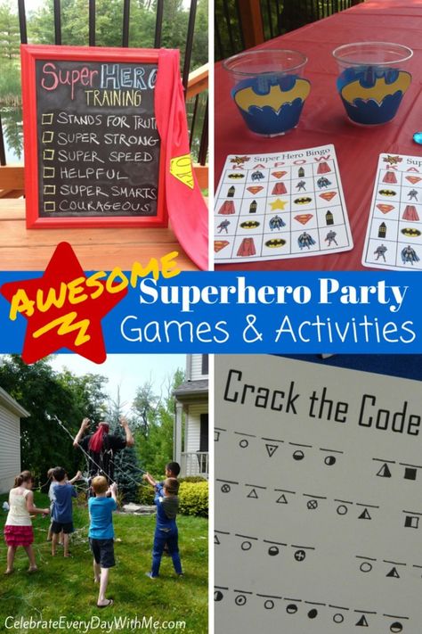 Avenger Party, Superhero Party Games, Incredibles Birthday Party, Super Hero Games, Marvel Birthday Party, Wonder Woman Party, Marvel Party, First Birthday Games, Avenger Birthday Party