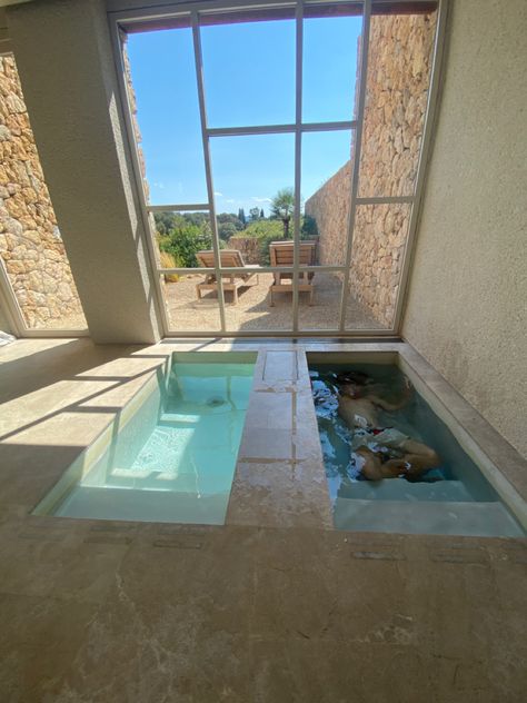 Cold Plunge In House, Heated Salt Water Pool, In Ground Bath, In Ground Cold Plunge, Built In Cold Plunge, Indoor Cold Plunge Pool, Sauna And Cold Plunge Room, Indoor Cold Plunge, Wellness Facility