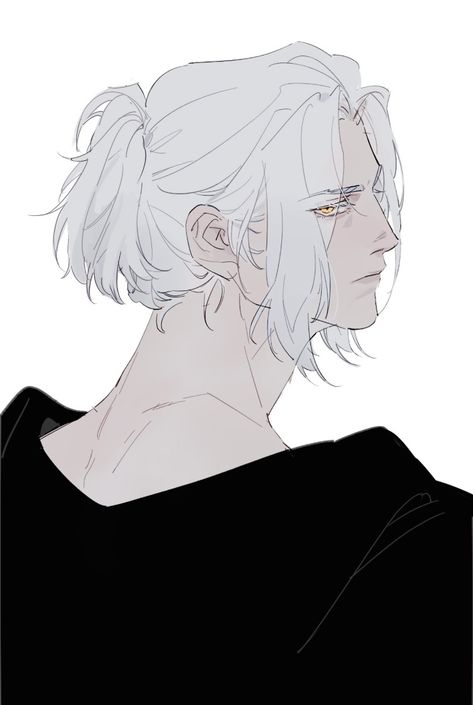 White Hair Men, Short White Hair, Long White Hair, Arte Sketchbook, Character Design Male, How To Draw Hair, Boy Art, Drawing Poses, Handsome Anime Guys