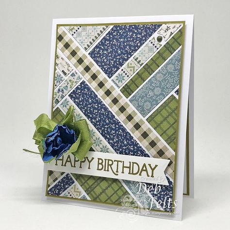 Strip Cards, Patchwork Cards, Scrappy Cards, Punch Ideas, Washi Tape Cards, Cards Ideas, Birthday Cards Diy, Card Patterns, Card Sketches