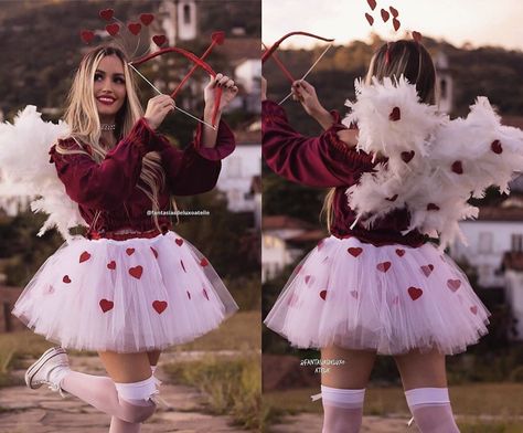 Valentine’s Day Costume Ideas, Valentine’s Day Costume, Amor Costume, Halloween Makeup Clown, La Girls, Halloween Costumes Friends, Fun Halloween Decor, Halloween Costume Outfits, Group Halloween Costumes