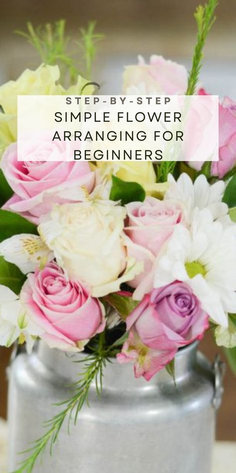 Use this step-by-step guide to help you to create a spring flower arrangement for your table. Check out my blog to learn more! Event Flowers Arrangements, Diy Fresh Flower Arrangements, Making Floral Arrangements, Simple Rose Arrangements, Small Spring Floral Arrangements, Easy Flower Arrangements Diy Simple Centerpiece Ideas, How To Arrange Flowers Bouquets, How To Make Floral Arrangements, How To Make A Floral Arrangement