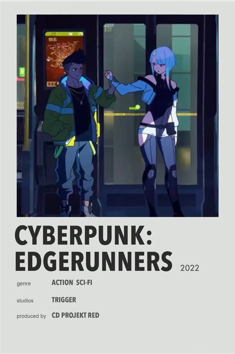 Sci Fi Anime Recommendations, Cyberpunk Edgerunners Poster, Anime Watchlist, Cyberpunk Poster, Anime Recs, All Out Anime, Genre Posters, Anime Cover, Sci Fi Anime