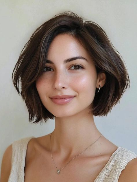 Bob Haircuts for Square Faces: Flattering Styles for Every Personality Short Bob Hairstyles Middle Part, Bobs For Round Faces Double Chin, Elegant Haircuts For Women, Anh Co Tran Bob, Bob No Layers, Layer Short Haircut, Short Hair For Long Face, Jaw Length Bob, Short Hair Round Face Plus Size