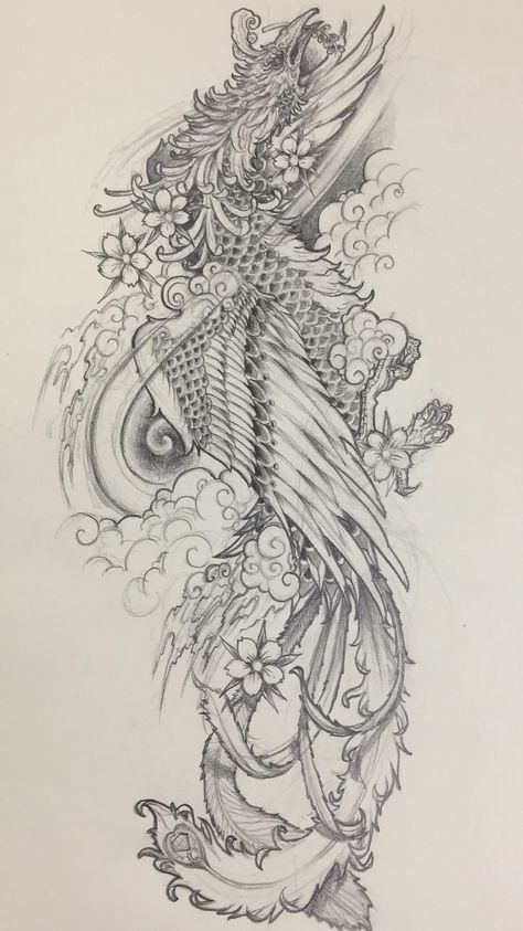 Japanese Phoenix Tattoo Design, Phoenix Tattoo Sleeve, Japanese Tattoo Meanings, Japanese Phoenix Tattoo, Phönix Tattoo, Phoenix Tattoo Design, Irezumi Tattoos, Initial Tattoo, Japanese Sleeve Tattoos