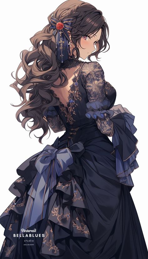 Victorian Style Fashion, Victorian Anime, 1800s Dresses, Period Fashion, Oc Inspo, Victorian Goth, Victorian Design, Poses Reference, Human Poses Reference