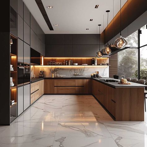 Discover the Charm of L Shaped Kitchens in Modern Design • 333+ Images • [ArtFacade] Kitchen Aesthetic Modern, Main Kitchen, Orchard House, Kitchen Peninsula, Desain Pantry, Damascus Ring, Kitchen Layout Plans, Dark Kitchen, L Shaped Kitchen