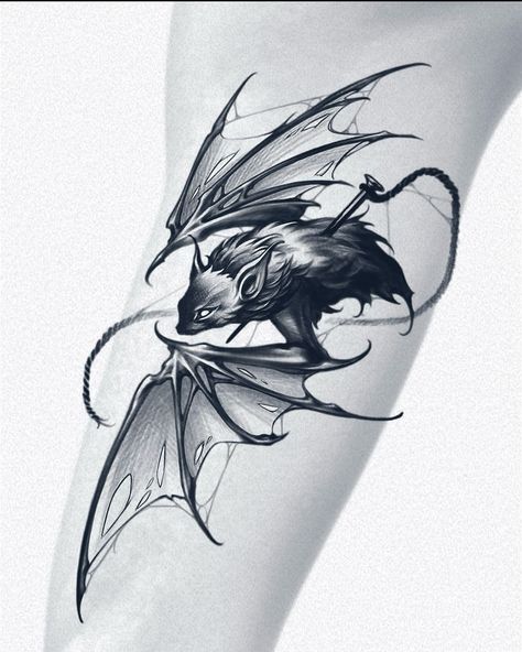 Bat Skeleton Tattoo Design, Dark Creatures Monsters Concept Art, Bat Shoulder Tattoos For Women, Bat Tattoo Blackwork, Bat Tattoo Design Drawings, Dark Animal Tattoos, Gothic Bat Tattoo, Bat Wing Tattoo, Banshee Tattoo