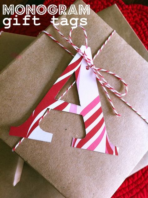 Christmas Gift Wrapping Ideas, Monogram Gift Tags, Creative Wrapping, Wrapped Gifts, Gift Wrapping Ideas, Wrap Ideas, Wrapping Gifts, Creative Gift Wrapping, Diy Gift Wrapping