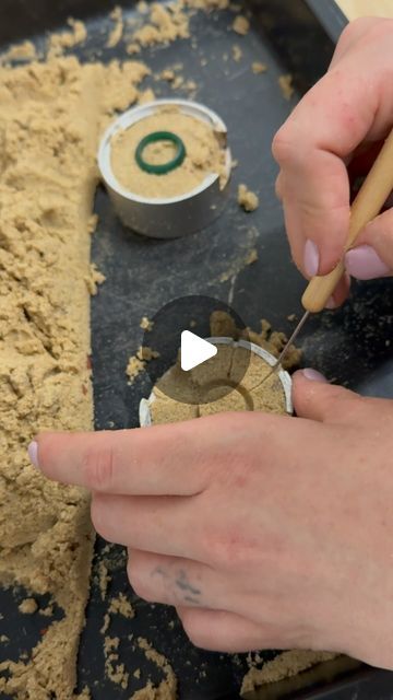 Nadine Suzanne on Instagram: "Casting a ring directly into beach sand that my customer sent me from a sentimental location. I can use beach sand in 2 ways.  1 - create the mould entirely from sand (using approximately 1cup)  2 - sprinkle some sand in a mould made from delft clay (using approximately 1 teaspoon).  This is such a unique way to add meaning to a piece and each piece has its own unique texture.   Imagine proposing to your partner on a beach and having your wedding rings cast in that beach sand 🌊💍  #sandcast #jewellery #makingjewelry #customjewelry #beachvibes #jewellerylover #jewelleryaddict #jewelleryoftheday #reel #jewellerygram #weddingjewellery #weddingring #oneofakindjewellery #sand #sandcasting #silverjewellery #process #casting   #supportlocaltownsville @supportlocalto Sand Cast Jewelry, Sand Cast Ring, Sand Casting Jewelry, Metal Tutorial, Add Meaning, Cast Rings, Sand Casting, Jewelry Workshop, Casting Jewelry