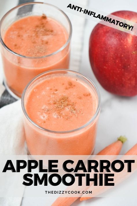 Apple And Carrot Smoothie, Smoothie With Carrot Juice, Carrots Smoothie Recipe, Smoothie Recipes For Eye Sight, Smoothies With Apple Juice, Recipes With Carrot Juice, Apple Juice Smoothie Recipes, Migraine Meals, Carrot Apple Smoothie