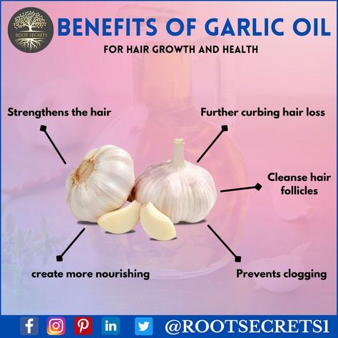 BENEFITS OF GARLIC OIL FOR HAIR Garlic Oil Benefits, Benefits Of Garlic, Garlic Benefits, Garlic Oil, Oil For Hair, Hair Cleanse, Healthy Oils, Oil Benefits, Hair Follicle