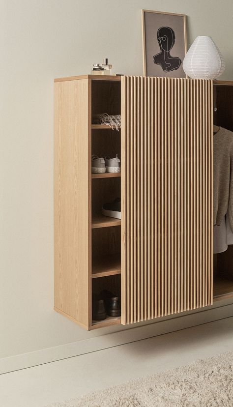 Japanese Shoe Rack, Japandi Door Style, Japanese Shoe Storage, Japandi Shoe Cabinet, Shoes Cabinet Design Entrance Entryway, Japandi Cabinet, Shallow Storage Cabinet, Japandi Storage, Cabinet For Shoes