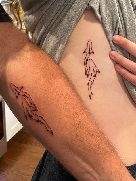 Small Simple Beach Tattoos, Aquatic Life Tattoo, Shark Line Tattoo, Fine Line Shark Tattoo, Small Shark Tattoo, Scratch Tattoo, Maching Tattoos, Dinosaur Tattoos, Ocean Tattoos