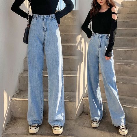 Women Wide Leg Pants, Denim Decor, Jeans Woman, Womens Fashion Jeans, Outfit Jeans, Fashion Jeans, Loose Fit Jeans, Loose Jeans, Waist Jeans