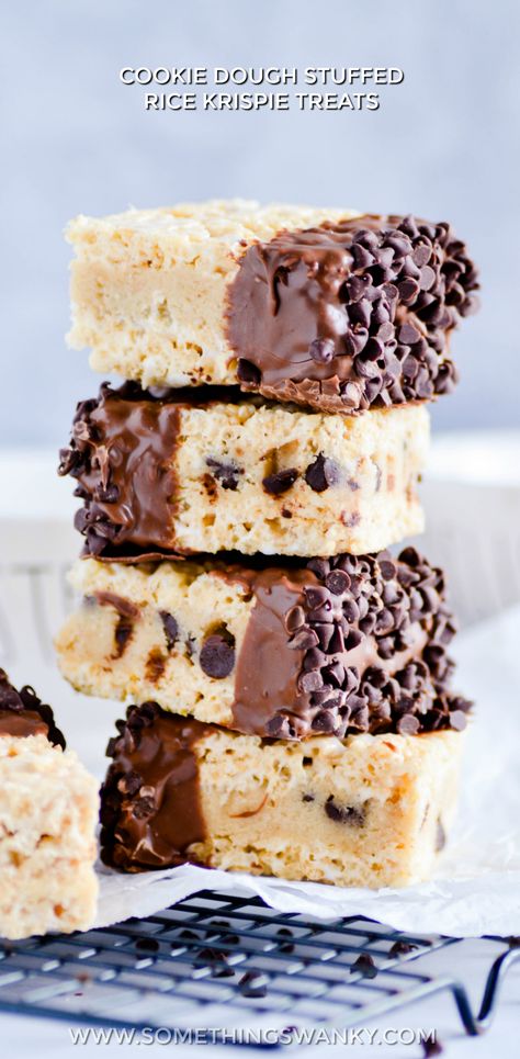 Stuffed Rice Krispie Treats, Edible Chocolate Chip Cookie Dough, Sweet Bars, Cookie Dough Cake, Future Chef, Krispie Treats Recipe, Krispy Treats, Marshmallow Treats, Cereal Treats