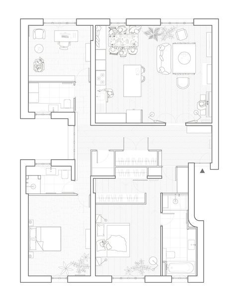 Gallery of Chaptal Residence / Nathalie Eldan Architecture - 21 Housing Projects Architecture Layout, Plan Graphic Architecture, Plan Drawing Architecture, Apartment Architecture Plans, Apartment Plans Architecture, Architecture House Drawing, Building Plan Drawing, Architecture Drawing Plan, The Most Beautiful Pictures