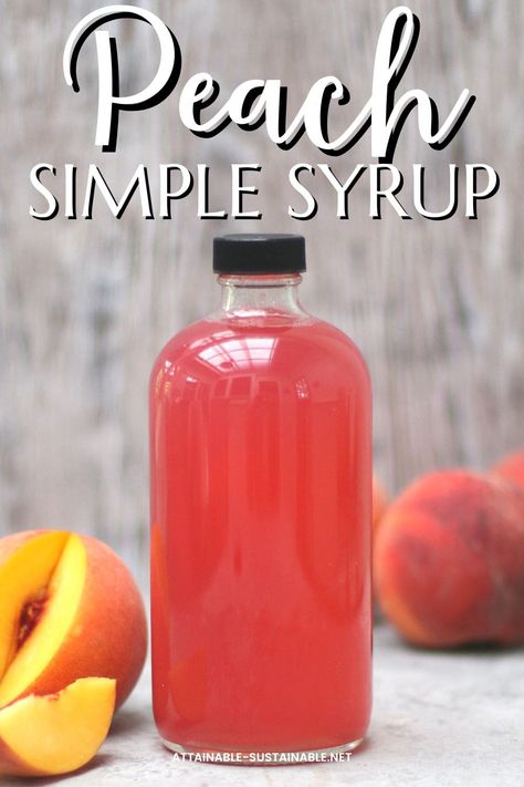 Making this peach simple syrup at home is a fun way to extend the shelf life of some of your favorite summertime fruits. Use it in cocktails or as an ingredient in baked goods. Fruit Syrups For Drinks, Homemade Fruit Syrup For Drinks, Peach Simple Syrup Recipes, Simple Syrups For Cocktails, Fruit Syrup Recipe For Drinks, Fruit Simple Syrup Recipe, Flavored Simple Syrup Recipe, Home Made Syrup, Diy Simple Syrup