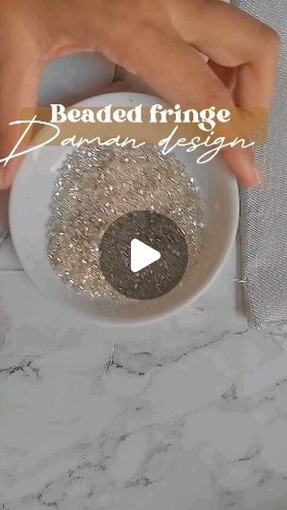 Fringe Beading Tutorial, Daman Embroidery Designs, Daman Design, Bead Embroidery Tutorial, Needle Embroidery, Beading Tutorial, Embroidery Fashion, Beaded Fringe, Embroidery Tutorials