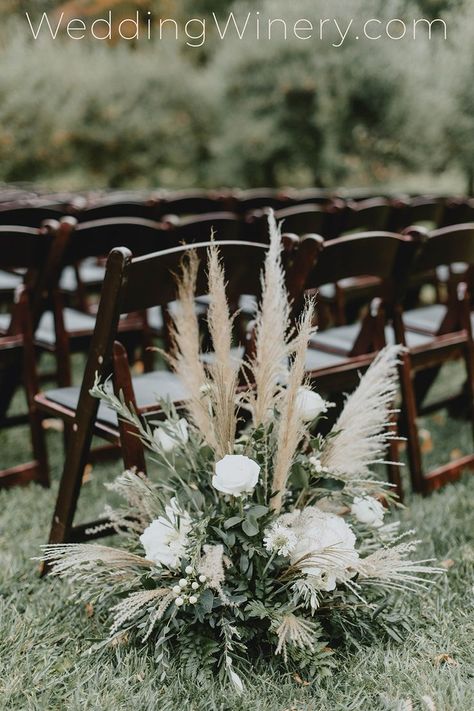 Fall Vineyard Wedding, Fall Vineyard, Elegant Fall Wedding, Wedding Isles, Ceremony Aisle, Greenery Centerpiece, Boho Wedding Flowers, Aisle Flowers, Grass Wedding