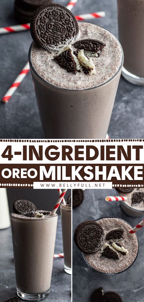 Fantastic {4-Ingredient} Oreo Milkshake Homemade Milkshake Recipe, Oreo Smoothie, Oreo Milkshake Recipe, Yummy Milkshake Recipes, Cookies And Cream Milkshake, Milkshake Recipe Easy, Oreo Milk, Homemade Milkshake, Oreo Shake