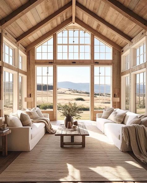 Vaulted ceilings have my heart right now, even if it’s a slight vault 😍😍 - swipe through - what’s your favorite?? Design… | Instagram Barn Interior, Converted Barn, 3d Interior Design, White Living Room, Rustic Living, Rustic Living Room, House Goals, Mountain Home, Casas De Ensueño