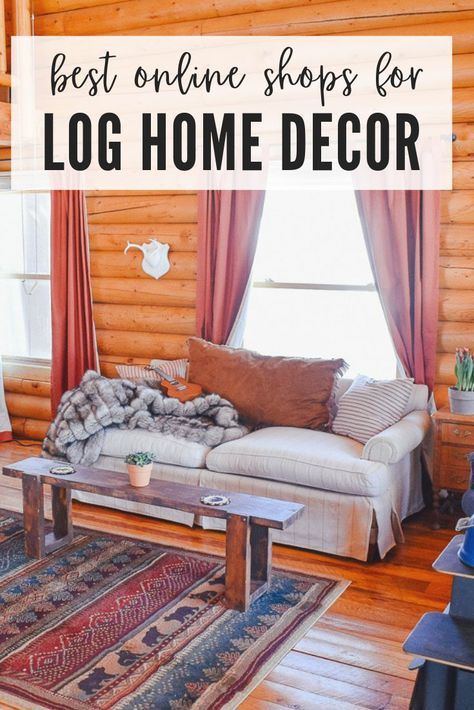 Log Home Living Room, Log Home Decor, Log Cabin Living Room, Cabin Living Room Decor, Mountain Cabin Decor, Cabin Interior Design, Log Cabin Furniture, Log Cabin Living, Log Home Living