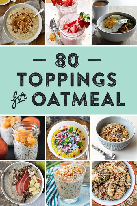 Here are 80 topping ideas for super delicious oatmeal. Whether you like it baked, made overnight or hot off the stove, oatmeal is always a good choice. Try one or more of these sweet and savory oatmeal toppings and mix-ins, from milks and sweeteners to fruits and grains. (via feastandwest.com) Best Oatmeal Toppings, Things To Add To Oatmeal, Oatmeal Bar Ideas, Oatmeal Topping Bar, Oatmeal Add Ins Ideas, Oatmeal Mix Ins, Oatmeal Toppings Bar, Oatmeal Flavors Ideas, Flavored Oatmeal Recipes