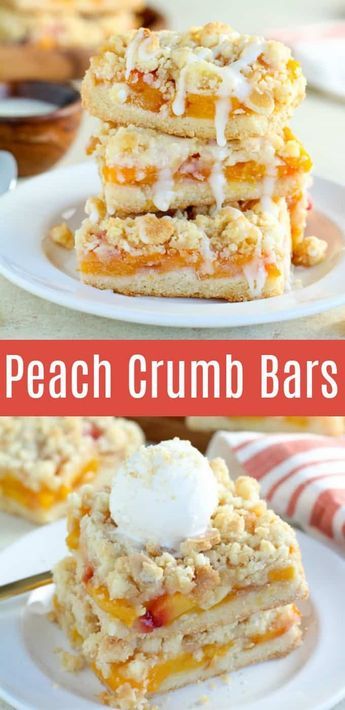 Buttery, crumbly vanilla dough sandwiching a fresh peach filling. Part pie, part crisp, part cobbler - these Peach Crumb Bars are a summer dessert that everyone goes crazy for! #peach #crumble #peachdessert #summerrecipes #peaches Peach Crumb Bars, Peach Filling, Celebrating Sweets, Peach Dessert, Crumb Bars, Peach Dessert Recipes, Dessert Oreo, Peach Desserts, Dessert Bar Recipe