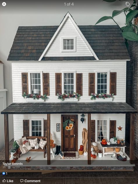 Vermont Farmhouse Dollhouse, Vermont Farmhouse Jr Dollhouse Interior, Vermont Farmhouse Jr Dollhouse, Vermont Farmhouse Jr, Happy Hobbies, Vermont Farmhouse, Big Doll House, Dollhouse Makeover, Dolly House