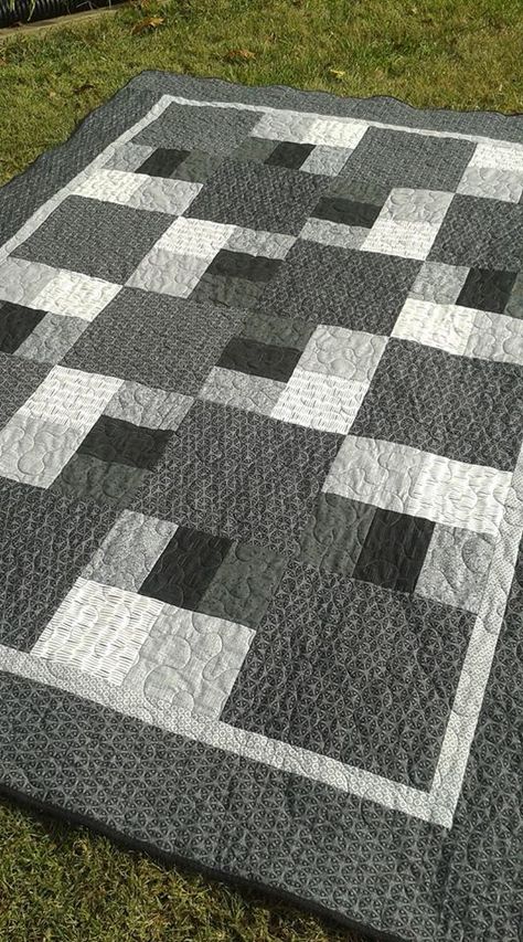 Black And White Quilt, Colchas Quilting, Big Block Quilts, Black And White Quilts, Quick Quilt, Flannel Quilts, Patchwork Blanket, Baby Quilt Patterns, Scrap Quilt Patterns