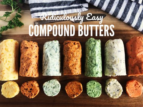 Butter Compound, Compound Butter Recipes, Pork Fajitas, Flavored Butter Recipes, Butter Recipes Homemade, Compound Butter Recipe, Herb Butter Recipe, Garlic Herb Butter, Flavored Butter