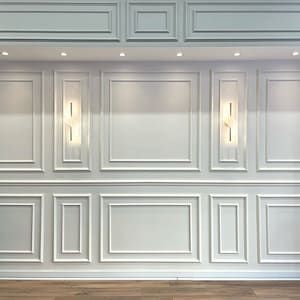 Molding Wallpaper, Trim Wainscoting, Bedroom Wall Panel, Wall Moulding Panels, Moulding Design, Decorative Wall Molding, Wainscoting Kits, Wall Molding Design, Wall Moulding