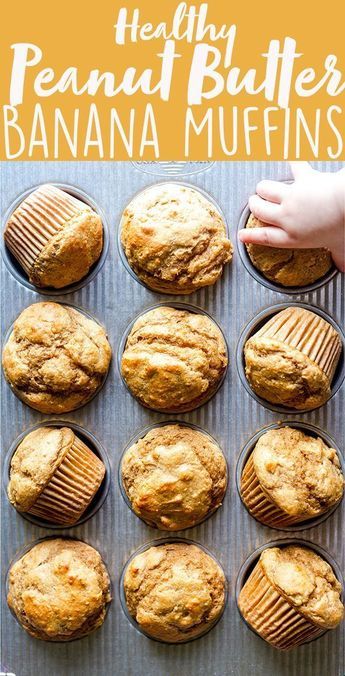 Kid Food Ideas, Healthy Peanut Butter Banana Muffins, Toddler Food Ideas, After Workout Snack, Weaning Toddler, Menu Sarapan Sehat, Healthy Banana Muffins, Peanut Butter Banana Muffins, Snack For Kids