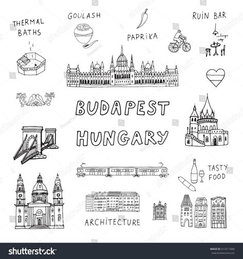 Tattoo Budapest, Travel Journal Scrapbook, Budapest Travel, Travel Album, Travel Drawing, Bullet Journal Design Ideas, Top Tattoos, Not Me, Budapest Hungary