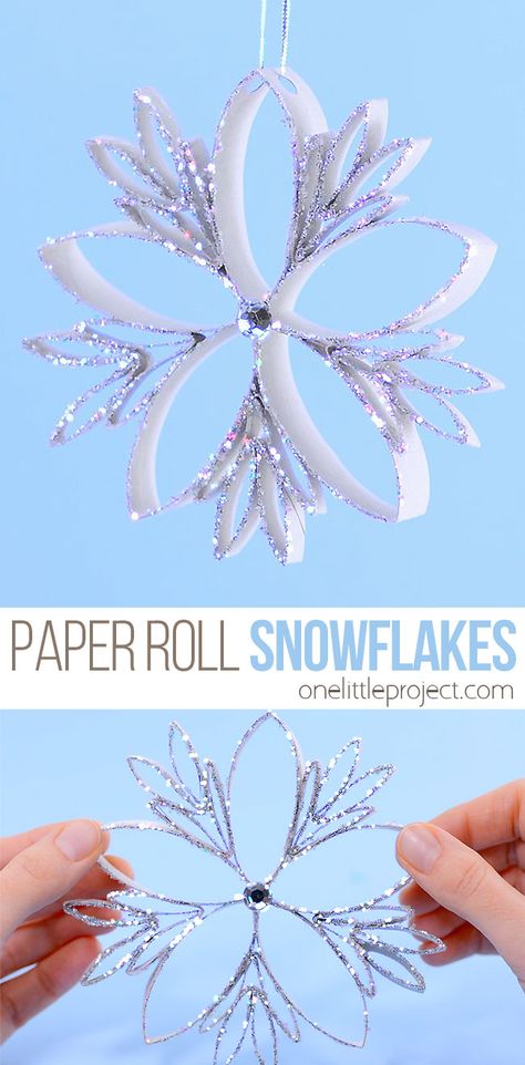 Paper Roll Snowflakes, Diy Christmas Snowflakes, Snowflakes Art, Toilet Paper Crafts, Winter Craft, Winter Decoration, Toilet Paper Roll Crafts, Paper Roll Crafts, Winter Crafts For Kids