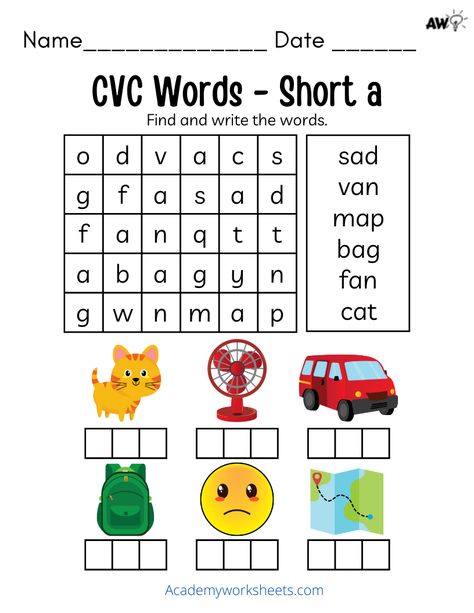 CVC Words - Short a Learn to read short a words. Crossword! Cvc Short A Worksheets, Short I Words Worksheets, Short A Cvc Words Worksheets, Reading Cvc Words Activities, Cvc Word Activities 1st Grade, Cvc Crossword Puzzles, Cvc Word Activities Free Printable, Brain Boosting Activities, Short A Sound