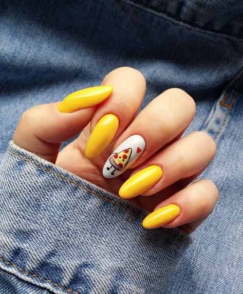 Yellow Manicure, Neon Yellow Nails, Food Nails, Yellow Nail Art, Yellow Nails Design, Yellow Nail, Manicure Nails, Thanksgiving Nails, Nails 2020