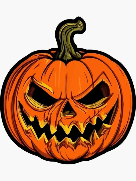 "Halloween scary pumpkin carving" Sticker for Sale by Grypis | Redbubble Halloween Pumpkin Scary, Evil Pumpkin Drawing, Halloween Pumpkins Scary, Scary Pumpkin Drawing, Pumpkin Halloween Drawing, Halloween Desenho, Scary Pumpkin Designs, Scary Pumpkins, Scary Pumpkin Faces