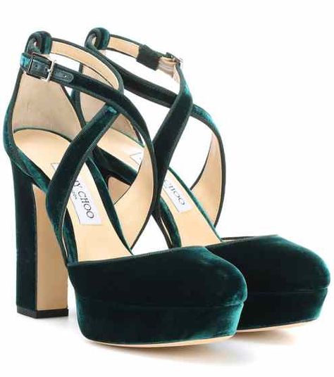 Joyce 120 velvet pumps | Jimmy Choo Green Velvet Shoes, Green Shoes Heels, Heels Green, Green High Heels, Cl Fashion, Green Pumps, Heels Aesthetic, Jimmy Choo Pumps, Velvet Pumps