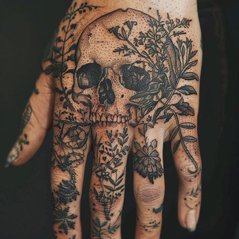 Skull Hand Tattoo Tattoo Flash Collection Traditional Style Couples Tattoo, Throat Tattoo American Traditional, Aged Hand Tattoos, Tattoo Designs Hand Men, Make Memories Tattoo, Compass Tattoo On Hand, Dark Beautiful Tattoos, Pretty Gothic Tattoos, Women's Hand Tattoos