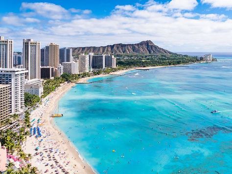 Waikiki, Honolulu, Hawaii Waikiki Hawaii Beach, All Inclusive Honeymoon, Honolulu Waikiki, Waikiki Hawaii, Adobe Photo, Overwater Bungalows, Famous Beaches, Waikiki Beach, Beaches In The World