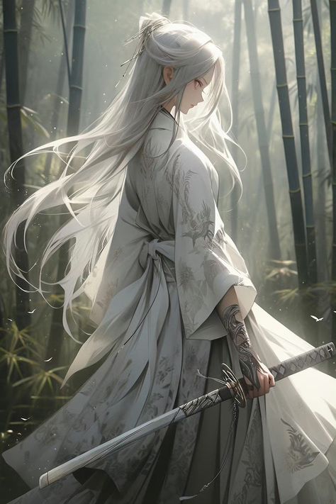 Chinese Warrior, Grunge Art, Anime Princess, Human Art, Digital Art Girl, Anime Sketch, Anime Artwork, White Hair, Fantasy Character Design