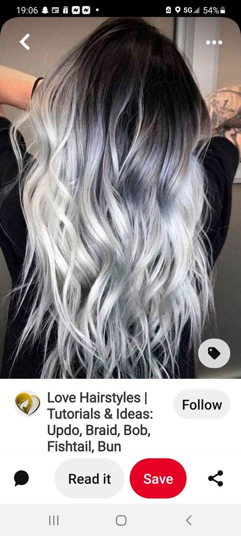 Grey Silver Balayage, White Hair Dark Roots, Silver Hair With Shadow Root, Shadow Root, Gray Hair Highlights, Dark Roots, Grey Hair, White Hair, Silver Hair