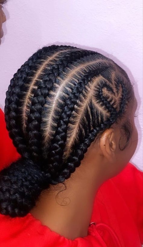 Braided Up Hairstyles Up Dos, Corn Row Braids With Heart, Easy Natural Hairstyles Braids, Cornrows With A Heart On The Side, Straight Back With A Heart, Cute Easy Cornrow Hairstyles, Cornrows Going Back Into A Bun, Medium Length Cornrow Hairstyles, Cornrow Braids With Heart