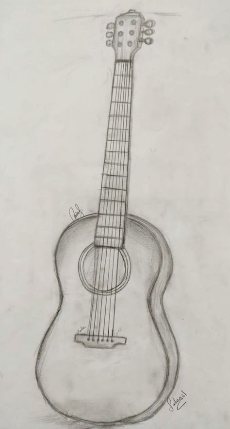 Drawing Guitar, Easy Sketches For Beginners, Simple Guitar, Guitar Sketch, Guitar Drawing, Pencil Drawing Images, Pencil Drawings For Beginners, Guitar Teacher, Nature Art Drawings