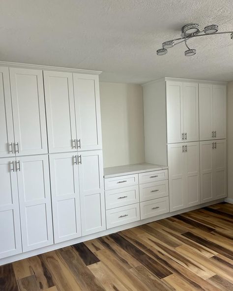 Throwback to this custom-built storage solution, designed to blend seamlessly with the room’s aesthetics. #ThrowbackProject #CustomStorage #RoomOrganization #HomeUpgrade #LuxuryDesign #InteriorDesign #HomeRenovation Enclosed Wall Storage Ideas, Hidden Basement Storage, Basement Wall Storage, Basement Built In Storage, Finished Basement Storage Ideas, Basement Storage Closet, Basement Storage Cabinets, Basement Storage Room, Basement Built Ins