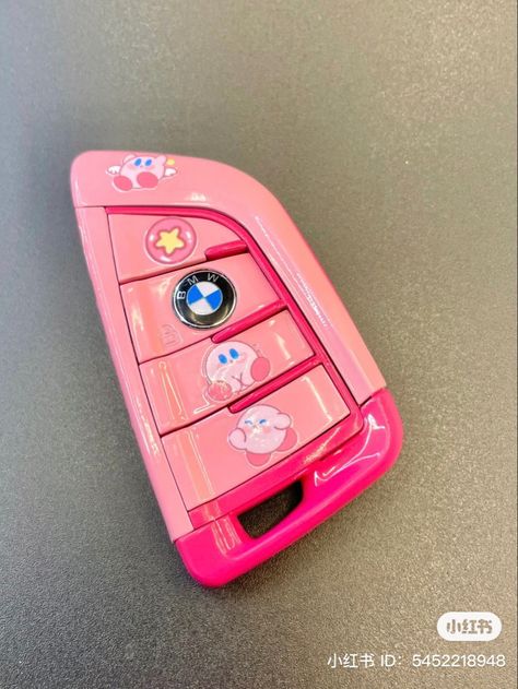 Pink Toyota Corolla, Bt21 Car Accessories, Kirby Car Accessories, Kirby Car, Cute Pink Car, Kawaii Car, Pink Car Accessories, Hello Kitty Car, Girly Car Accessories