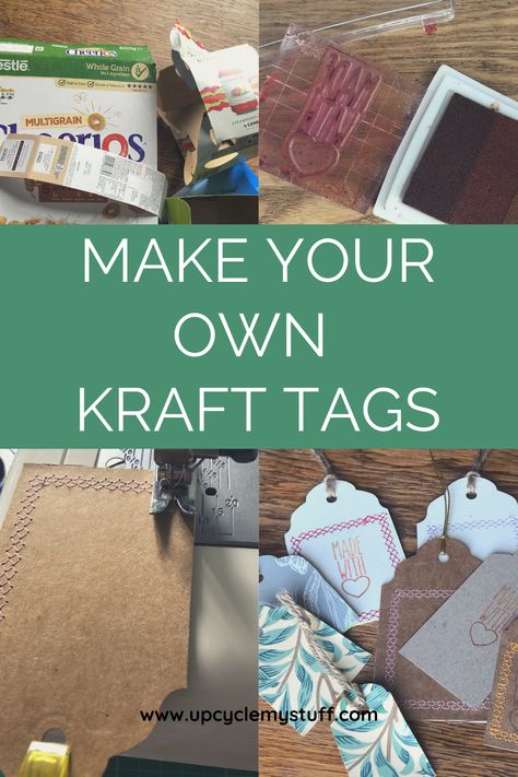 Make your own DIY Kraft Tags using cardboard from your recycling box.  With just a few supplies you can have an endless supply of super cheap and super eco-friendly Kraft Tags to use as product tags, price tags or gift tags.  This is a fun and easy craft project that will really save you money if you run a small handmade business or even just sell your own homemade products on the side.  #diygifttags #krafttags #upcycling Homemade Tags And Labels, Sales Tags Ideas, Handmade Price Tags, How To Make Price Tags Diy, Product Tags For Handmade Items, Pricing Tags Ideas, Homemade Craft Supplies, Handmade Labels Tags, Cute Price Tags Ideas